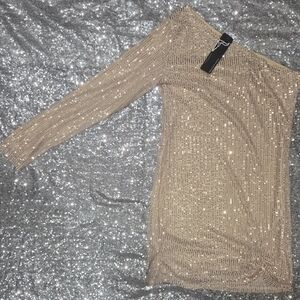 Lucky & Blessed Gold Sequin Fabric